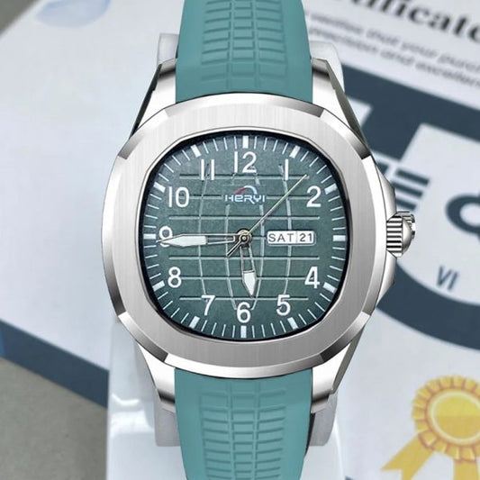 Heryi Men’s Watch With Silicone Strap Day And Date Function Analog